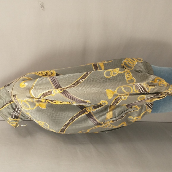 Silk Bomber Jacket Vintage NWT Versace Look Gold Chain Pattern mrkL Oversized - Picture 3 of 13